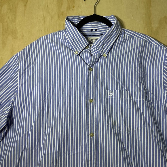 Converse Men's Blue and White Striped Button Down Shirt Cotton XXL - Picture 2 of 14